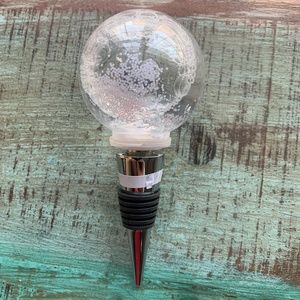 Pottery Barn Stag snow globe bottle stopper